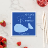 Blue Whale Animal Fish Kind's Custom Year Birthday Servetten (Insitu)