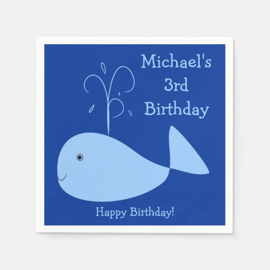 Blue Whale Animal Fish Kind's Custom Year Birthday Servetten (Voorkant)