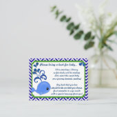 Blue Whale Baby Baby shower Book Insert Request Informatiekaartje (Staand voorkant)