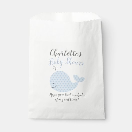 Blue Whale Baby shower Party Favoriser les sacs (Devant)