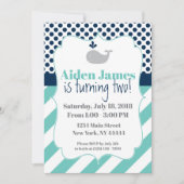 Blue Whale Birthday Invitation Kaart (Voorkant)