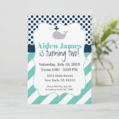 Blue Whale Birthday Invitation Kaart (Staand voorkant)