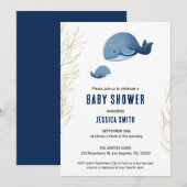 Blue Whale Boy Baby shower Kaart (Voorkant / Achterkant)