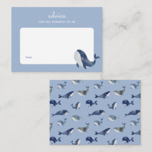 Blue Whale Boy Baby shower Ouderschap Advies Notitiekaartje
