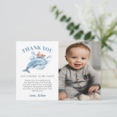 Blue Whale Boy Birthday Foto Bedankkaart (Staand voorkant)