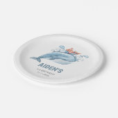 Blue Whale Boy Birthday Party Papieren Bordje (Gekanteld)