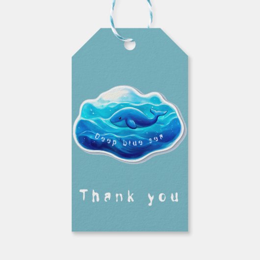 Blue Whale Cute, personalized Cadeaulabel (Achterkant)