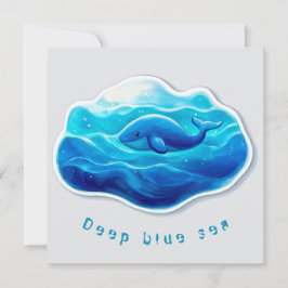 Blue Whale Cute, personalized Kaart