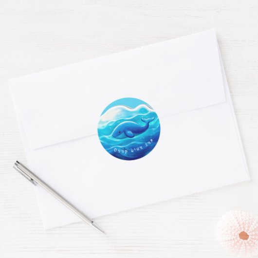 Blue Whale Cute, personalized Ronde Sticker (Envelop)
