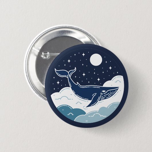 Blue Whale Dream Ronde Button 5,7 Cm (Voorkant /achterkant)