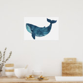 Blue Whale Illustratie Klein Poster (Keuken)