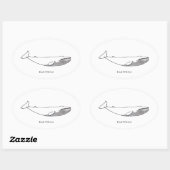 Blue Whale Illustratie (lijntekening) Ovale Sticker (Vel)