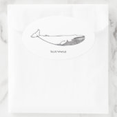 Blue Whale Illustratie (lijntekening) Ovale Sticker (Tas)