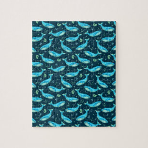Blue Whale Nautical Ocean Beach Cute Pattern Legpuzzel