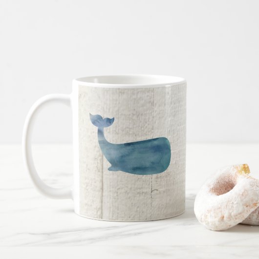 Blue Whale Nautical Shiplap Rustiek Koffiemok (Met donut)