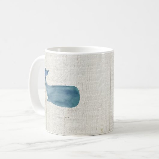 Blue Whale Nautical Shiplap Rustiek Koffiemok (Voorkant links)