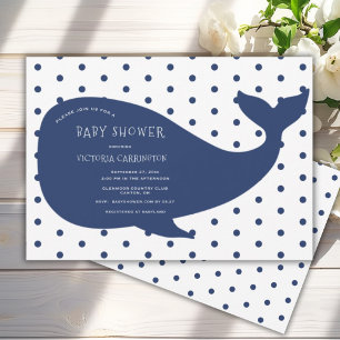 blue whale polkadot Baby shower Kaart