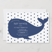 blue whale polkadot Baby shower Kaart (Voorkant)