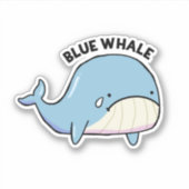 Blue Whale Sad Whale Pun Die-Cut Sticker (Voorkant)