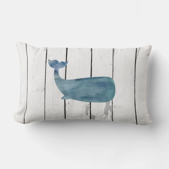 Blue Whale Ship Rustic Beach Decor Kussen (Voorkant)