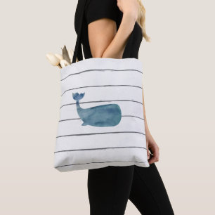 Blue Whale Shiplap Rustic White Wood Pattern Tas