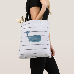 Blue Whale Shiplap Rustic White Wood Pattern Tas