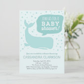Blue Whale Stylish Baby Shower Invitations (Debout devant)