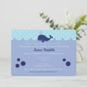 Blue Whale Theme Baby Boy Shower Invitation (Debout devant)
