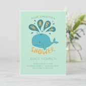 Blue Whale Water Baby Boy Unisex Douche Invitation (Debout devant)