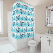 Blue Whales And Sailboats  Douchegordijn (In situ)