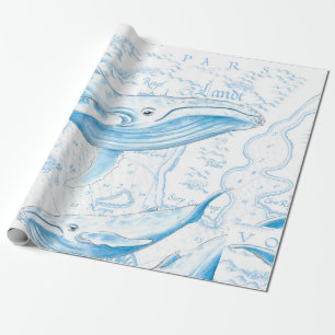 Blue Whales Family White Cadeaupapier
