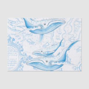 Blue Whales Family White Tissuepapier