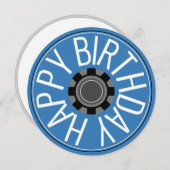 Blue Wheel Steampunk Gelukkige Verjaardag Groet Feestdagenkaart (Voorkant / Achterkant)