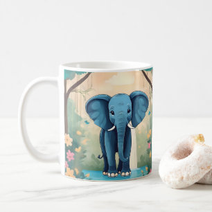 Blue Whimsical Baby olifant, Koffiemok