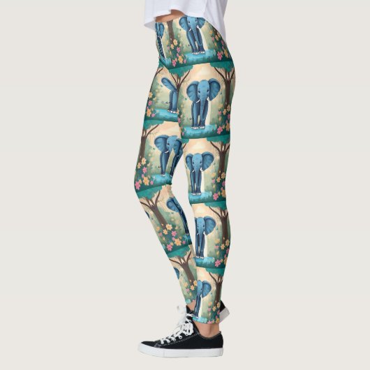 Blue Whimsical Baby olifant, Leggings (Links)