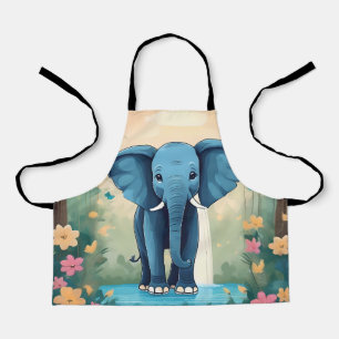 Blue Whimsical Baby olifant, Schort