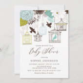 Blue Whimsical Birdcages Baby shower Kaart (Voorkant)