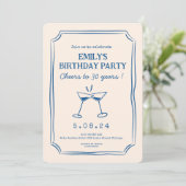 Blue Whimsical Funky Cheers Beers 30 jarig bestaan Kaart (Staand voorkant)