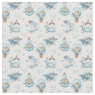 Blue Whimsical Nursery Fabric Stof