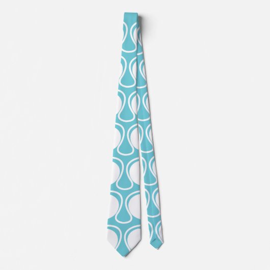 Blue White Abstract Curve Deco Art Stropdas (Voorkant)