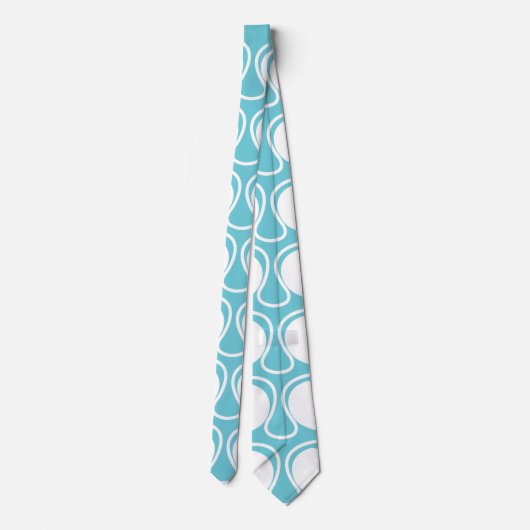 Blue White Abstract Curve Deco Art Stropdas (Achterkant)