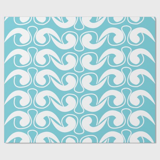 Blue White Abstract Curve Pattern Decorative Cadeaupapier (Vlak)