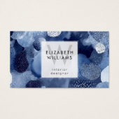 Blue White Abstract Monogram Modern Business Cards (Devant)