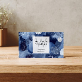 Blue White Abstract Monogram Modern Business Cards Visitekaartje