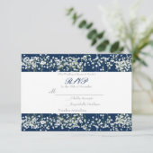 Blue & White Babys Respiration mariage carte RSVP (Debout devant)