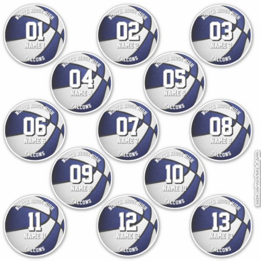 blue white basketbal spelnamen sticker (Voorkant)