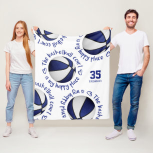 blue white basketball court : mijn gelukkige huiss fleece deken
