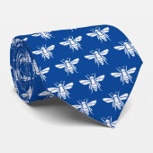 Blue White bee Pattern Stropdas (Opgerold)