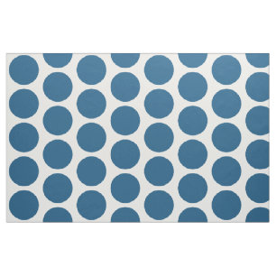 Blue White Big Polka Dots Fabric Stof