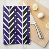 Blue White Black Geometric Chevron Pattern Theedoek (Quarter Fold)